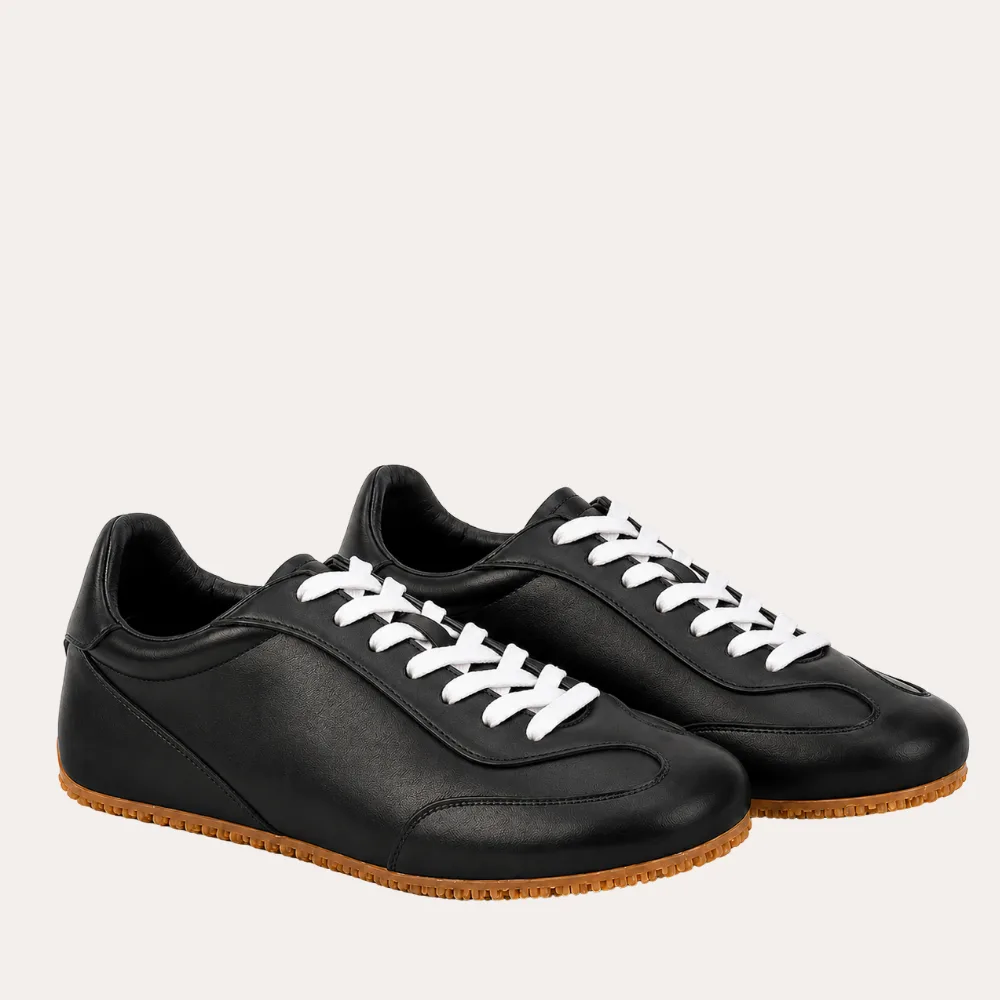 Camden Leather Sneaker with standard white laces