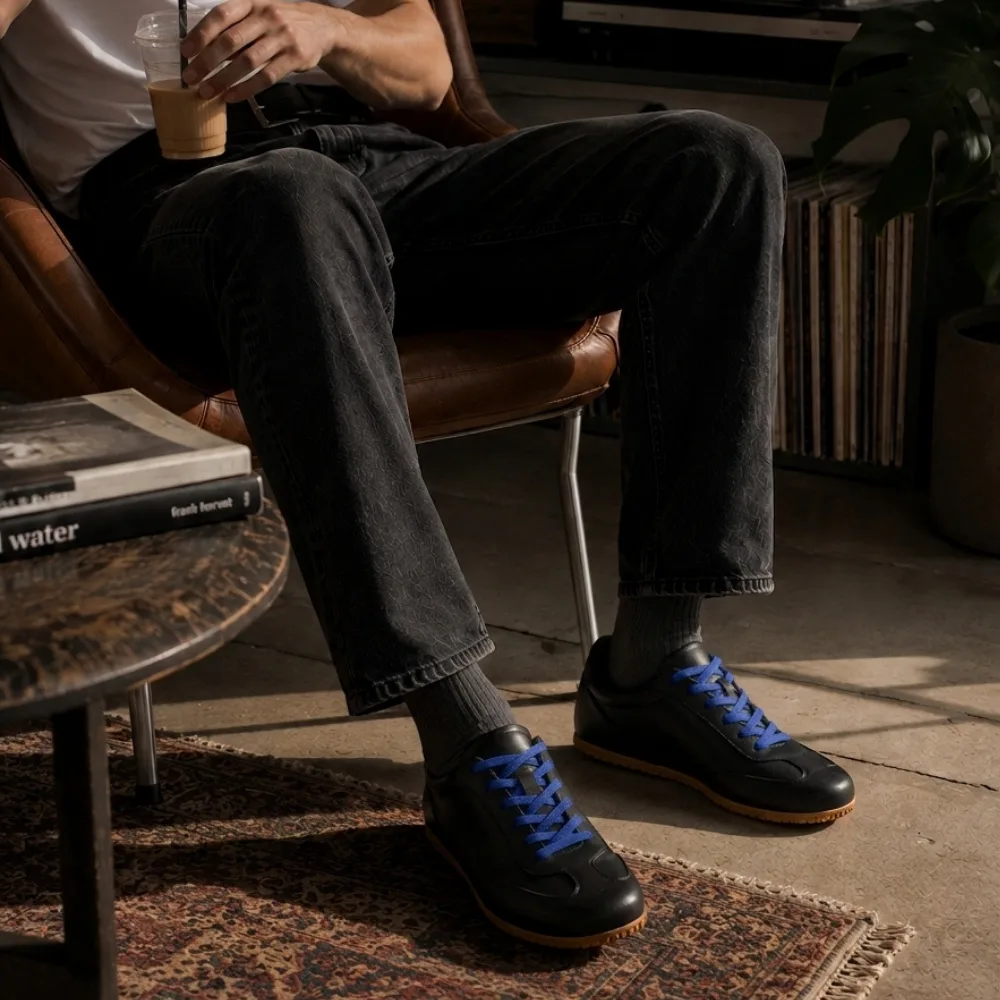 Camden Leather Sneaker worn with denim