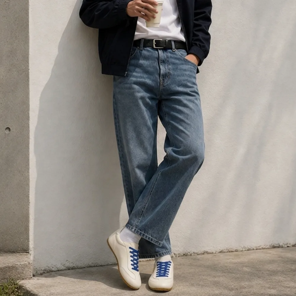 Camden Leather ivory worn with denim