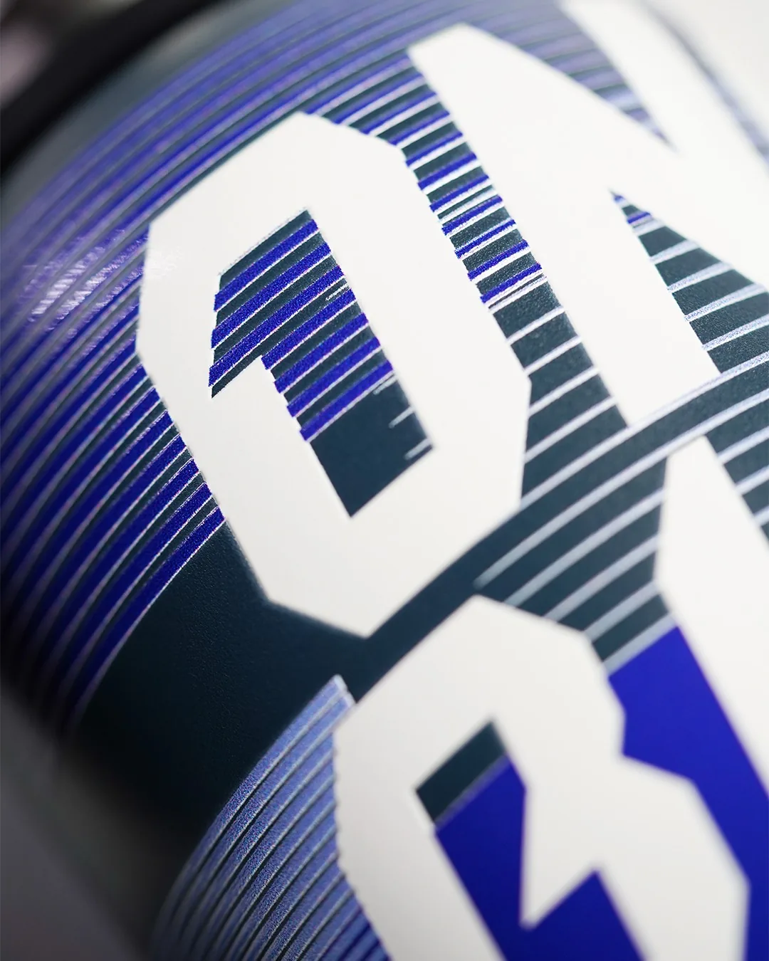 Close detail of the flask graphic